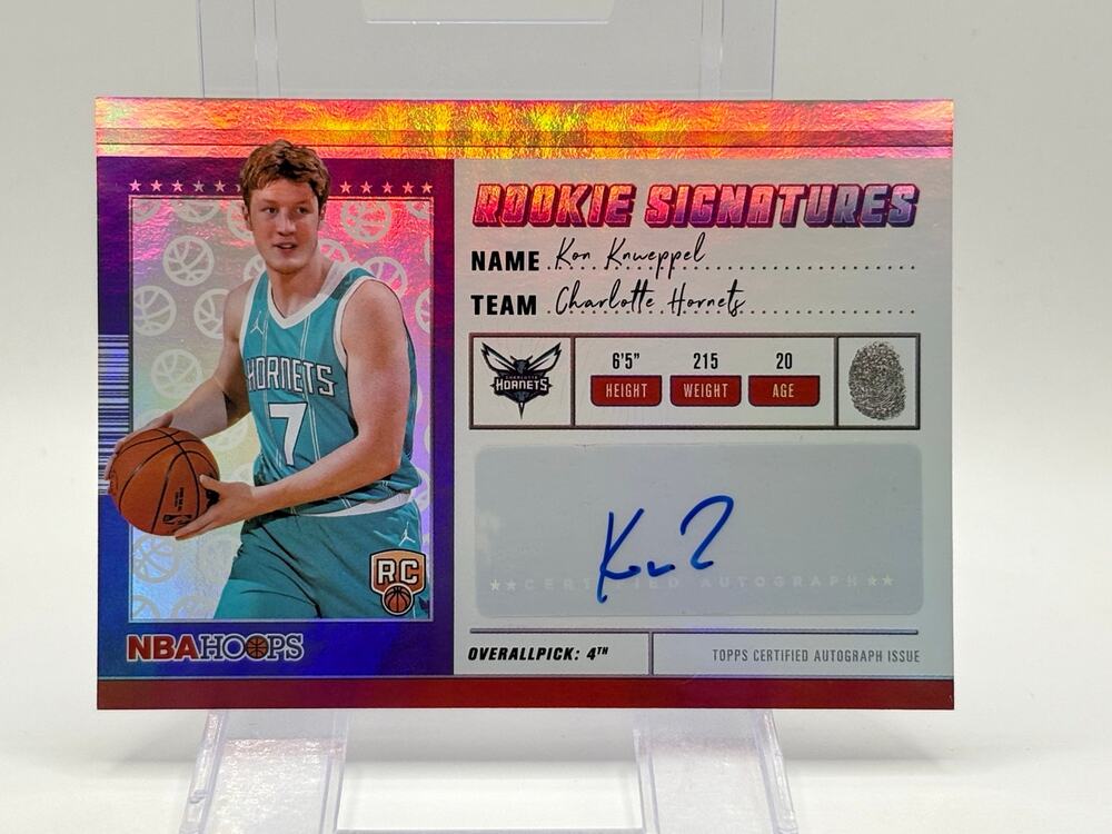2025-26 Topps NBA Hoops Kon Knueppel Rookie Signatures Refractor Auto Hornets RC